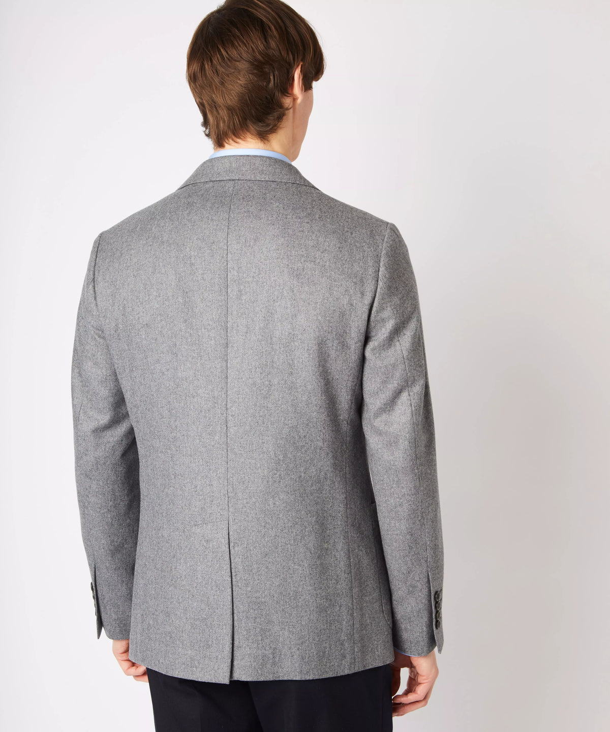 Grey Tailored Fit Merino Wool Unstructured Jacket