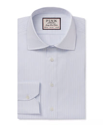 Pale Blue & White Tailored Fit Formal Dobby Satin stripe Shirt