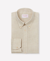 Stone Tailored Fit Essential Linen Button Down Smart Casual Shirt