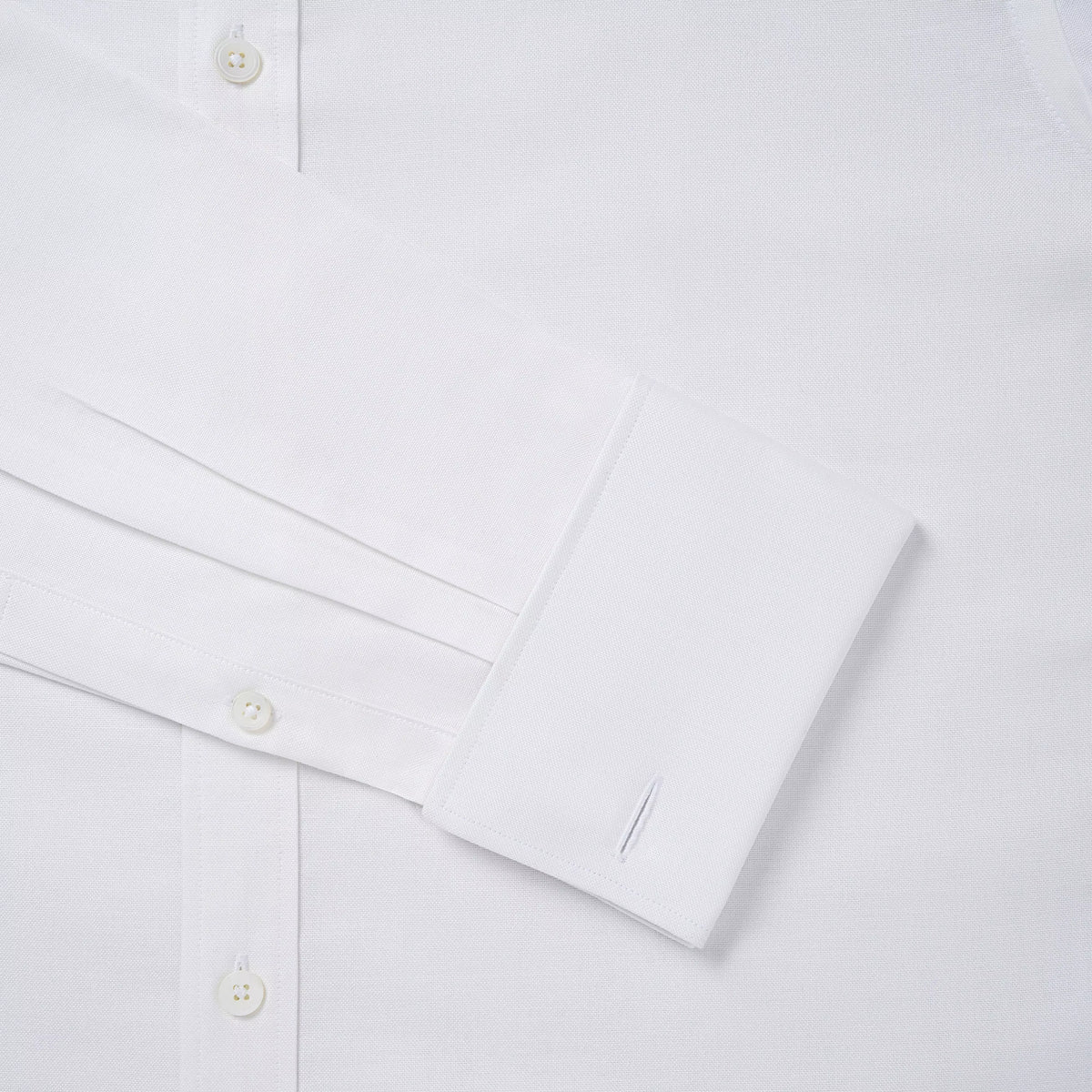 White Slim Fit Double Cuff Cotton Oxford Formal Shirt