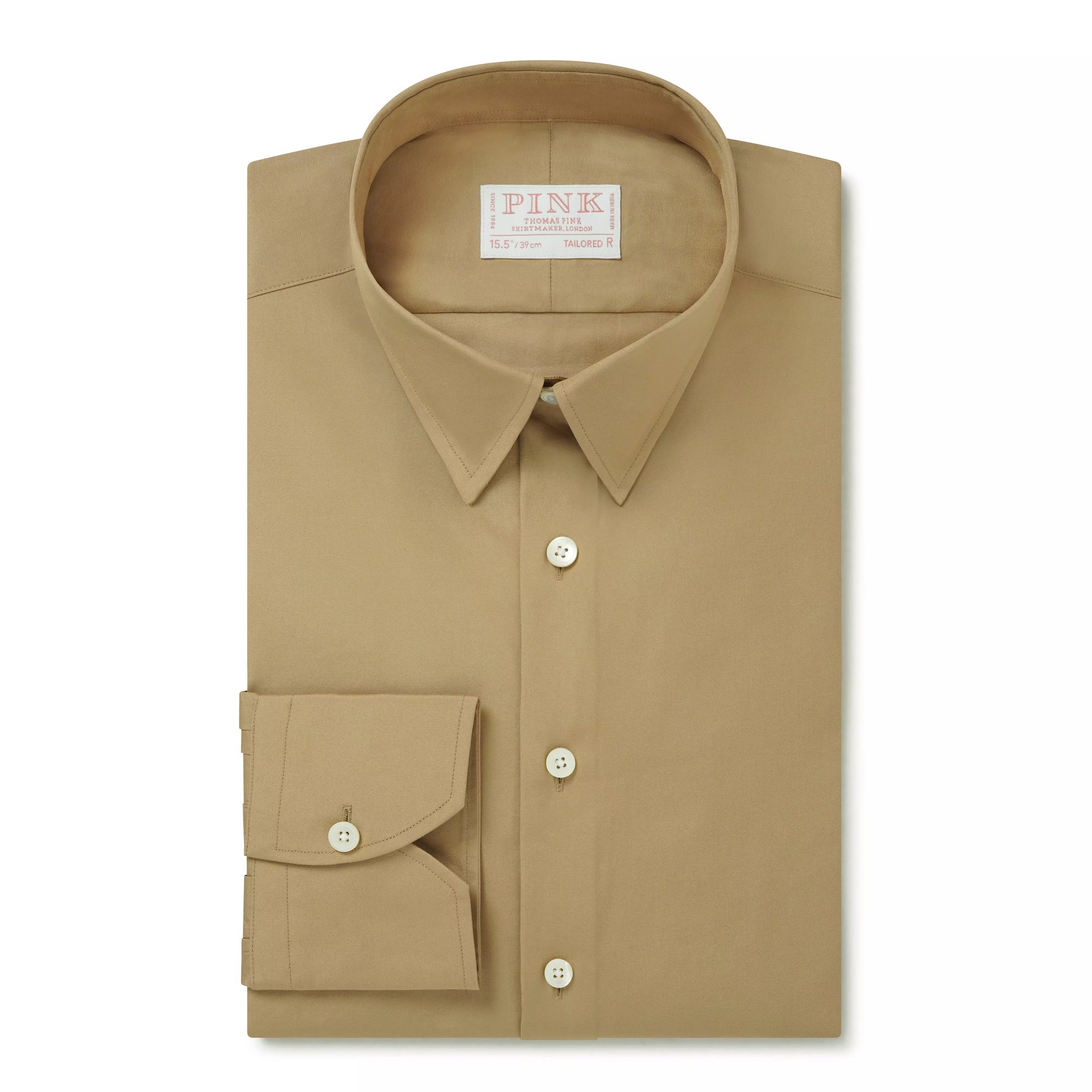Camel Tailored Fit Cotton Poplin Formal Shirt