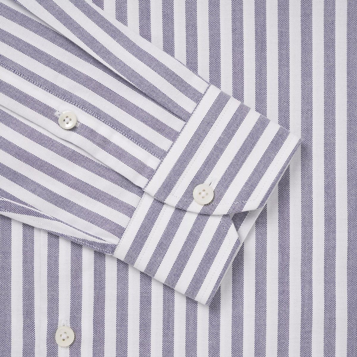 Navy Blue & White Classic Fit Smart Casual Striped Oxford Shirt